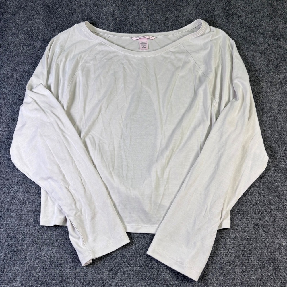 Victoria's Secret Long Sleeve Top Womens M White Open Twist Tie Back Modal Blend